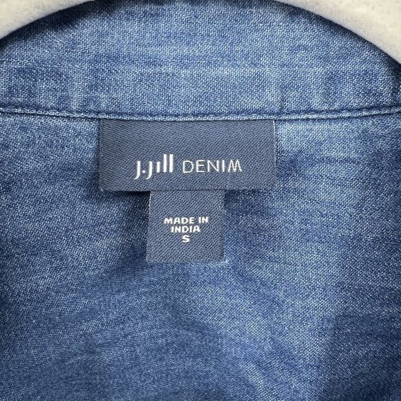 J.Jill Denim S Paint Splatter Button Down Chambray Shirt Blue Womens Size Small - Picture 8 of 11